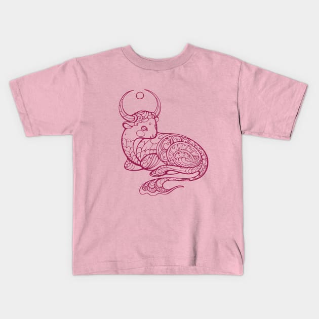 Ox, symbol of the year 2021, Decorative animal art Kids T-Shirt by Yulla